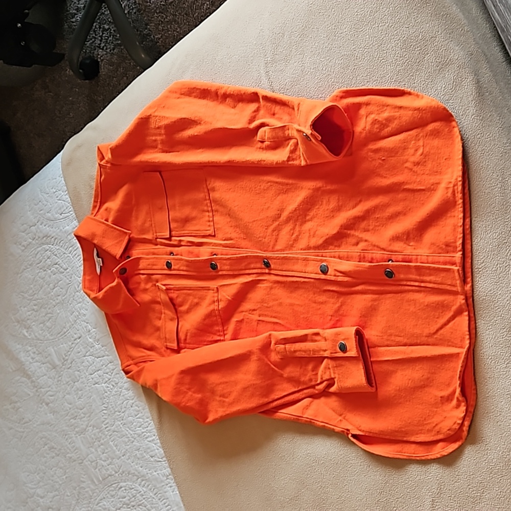 LL Bean Orange Flannel Tunic (snap closure)